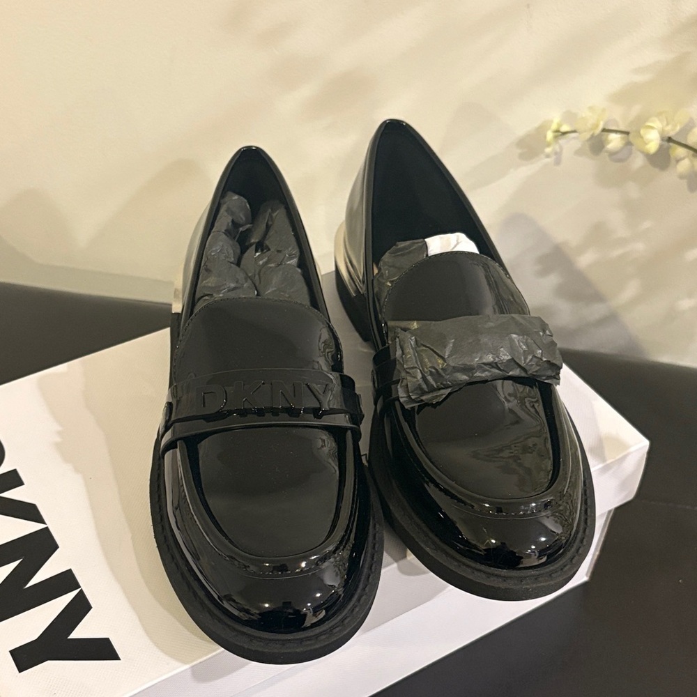 DKNY Glossy Black Women's Loafers